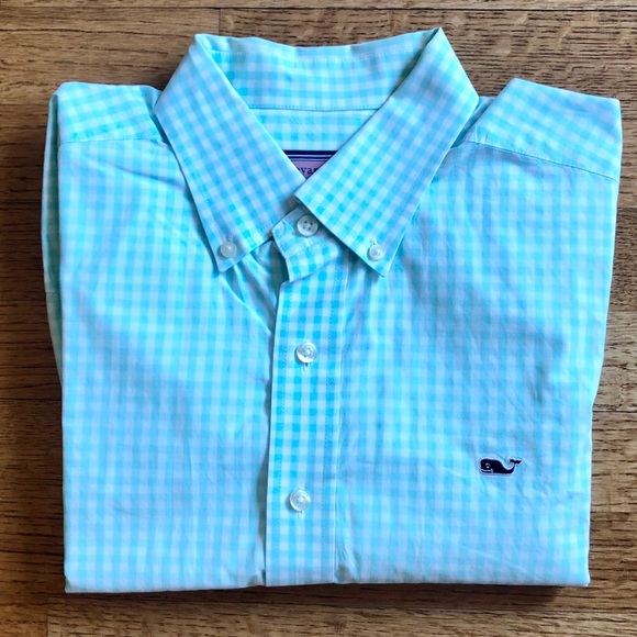Vineyard Vines Other - SOLD🛍 VINEYARD VINES MINT/WHITE CHECK DRESS SHIRT